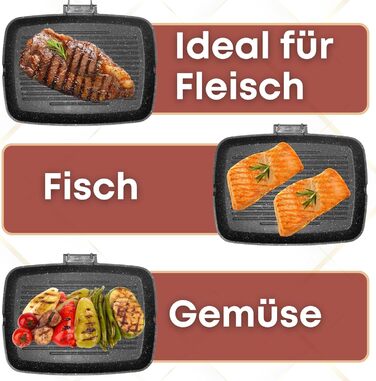 Гриль-пательня NAMAI алюмінієва лита 36x24 см, антипригарна, для газового гриля, чорна, виготовлено в Італії