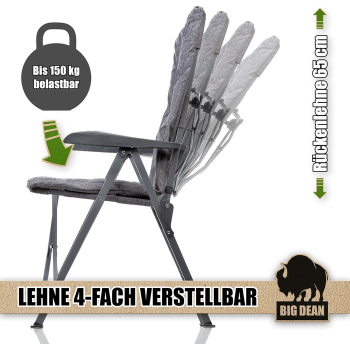 Складний туристичний стілець BigDean Bequemer з регульованою спинкою