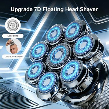 Електричний бритва для голови Glatzen Herren: професійний бритва для гоління голови, вологий та сухий, з LED-дисплеєм, 2 швидкості, сріблястий