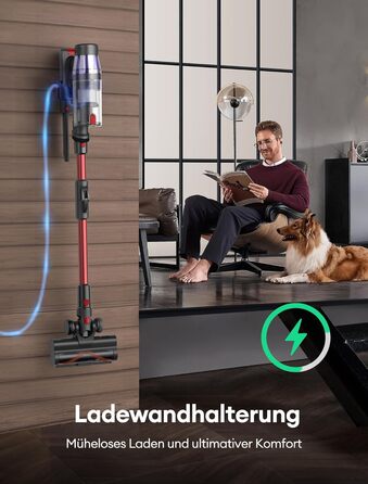 Ultenic U16 Flex Cordless Vacuum Cleaner 550W/45 Kpa, 60-Minute Runtime Cordless Vacuum with Touchscreen and Telescopic Tube, Wall-Mounted Charging Station with Indicator Light, Anti-Tangle for Hard Floors, Carpets, and Pet Hair