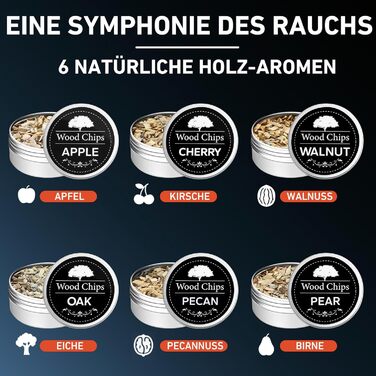 Електричний набір для копчення віскі з 6 дерев'яними чіпсами, перезаряджуваний набір для копчення з вбудованим запальником, без бутану, ідея подарунка для чоловіків, батька, чоловіка або друга, з LED-підсвічуванням, блакитний, EU