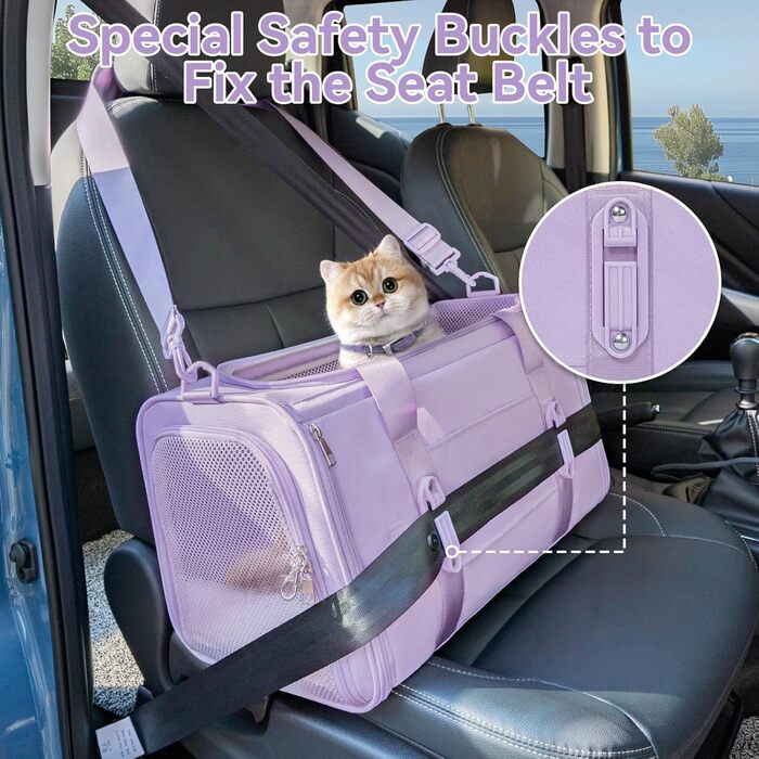 Транспортна сумка для кота Petsfit, дозволена авіаперевозками, розширювана, зелена, розмір S (45 x 28 x 28 см)