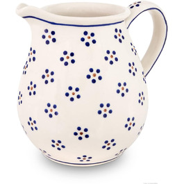 Bunzlauer Ceramics 1.45 Liter Ceramic Jug/Pitcher/Carafe – rounded shape, classic design, hand-painted, stoneware (Decoration 1)