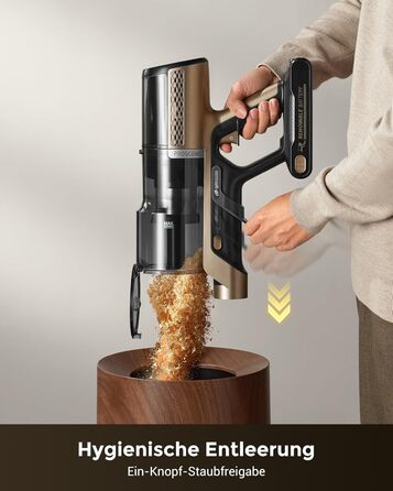 Бездротовий пилосос Proscenic P20 з функцією миття, 70KPa, 70 хв, 680W, самостійна док-станція, фільтр 6 шарів, 1,5л, для килимів та шерсті домашніх тварин, Aurum Black