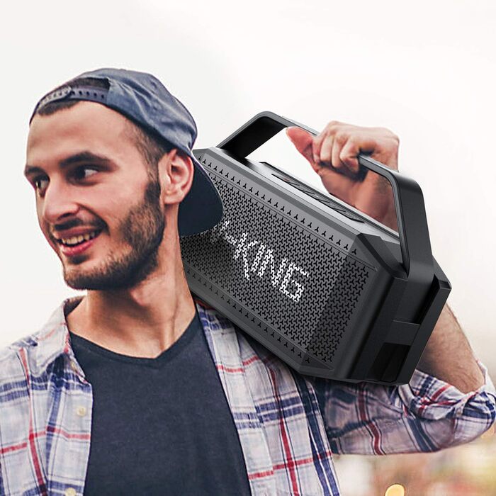 W-KING Bluetooth колонка 100W (60W) чорна, портативна, водонепроникна IPX6, глибокий бас, до 40 годин, AUX, TF, EQ для вечірок та активного відпочинку