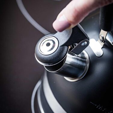 Чайник Kinghoff 1.8L з нержавіючої сталі з свистком, Induktion, матовий чорний KH-1858