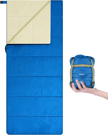 Ohuhu Lightweight Sleeping Bag - Compact & Ultralight Summer Sleeping Bag for Camping, Travel, Festivals (Blue)
