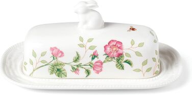 Lenox 7907223 Butter dish with bunny design, porcelain, multicolored