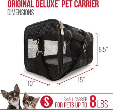Транспортна переноска для тварин Sherpa Original Deluxe, розмір M (38x25x10 см), чорна, схвалена авіаперевізниками