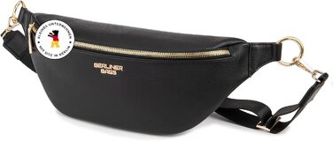 Чоловіча/жіноча поясна сумка Berliner Bags Preiu, шкіряна кросбоді сумка, XL (Чорний / Золотий)