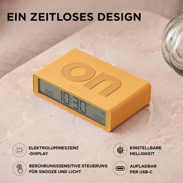 Lexon Flip Classic – цифровий будильник із реверсивними сторонами ВКЛ/ВИКЛ, нічний годинник з перезарядкою, LCD-дисплеєм, сенсором дотику для сну та підсвітки, рожевий
