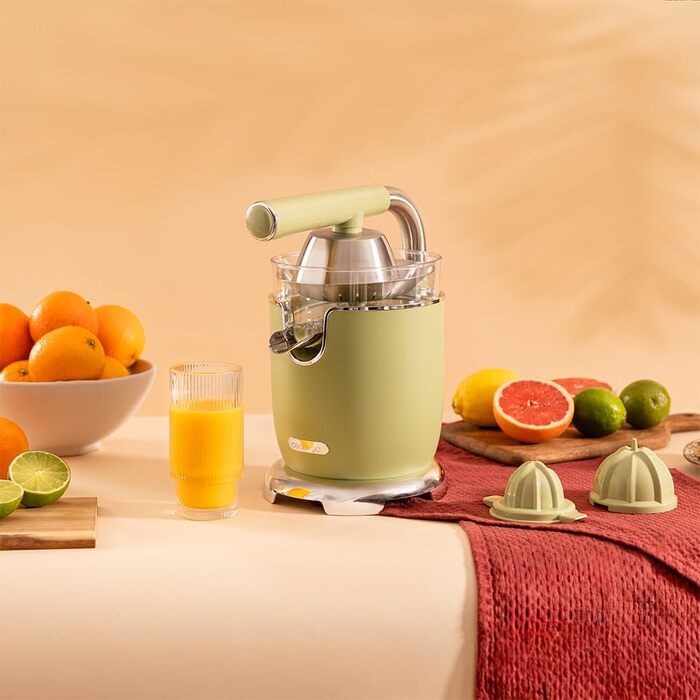 Електрична соковитискачка для цитрусових Cecotec Xqueeze RetroJuice 1000 Green - 1000W, нержавіючий фільтр, 2 конуси