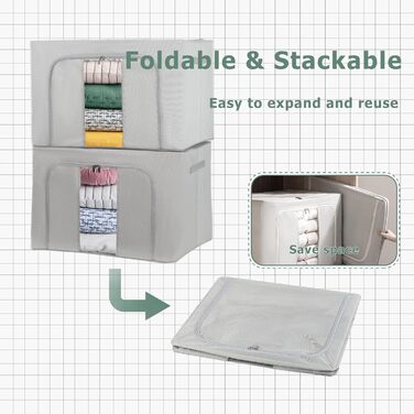 Органайзер для зберігання постільної білизни та одягу, 2 шт. (24L, сірий)