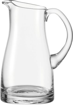 Leonardo Liquid Krug, handcrafted glass pitcher, water carafe with handle in a classic design, 1300 ml, 065329