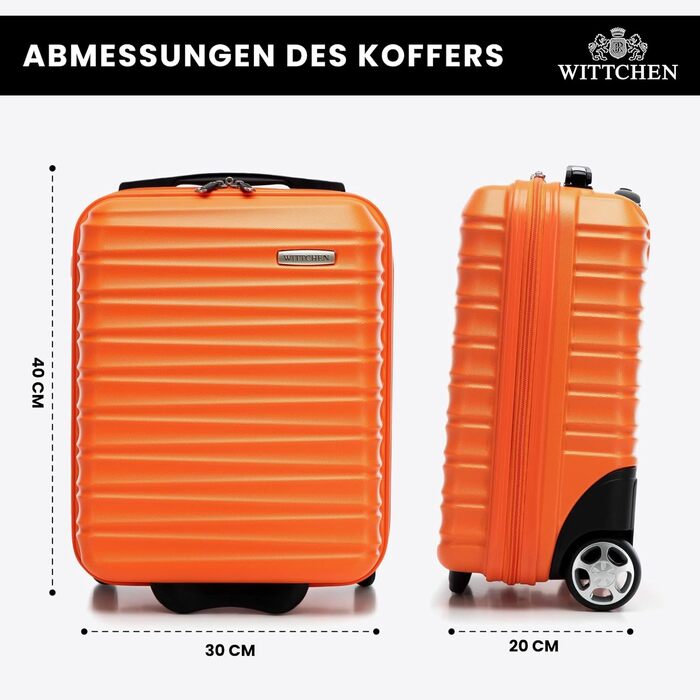 Чемодан на колесах WITTCHEN Groove Line L, чорний. Жорсткий корпус ABS, 4 колеса, кодовий замок, підходить для Lufthansa/Eurowings/Ryanair