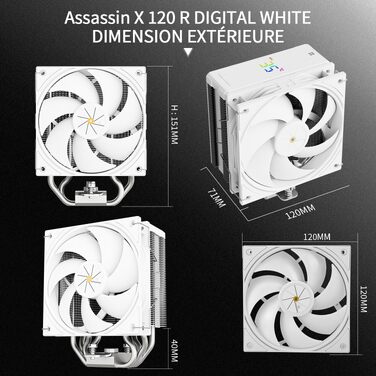 Кулер для процесора Thermalright Assassin X 120R Refined SE White, 120мм PWM, підтримка Intel LGA1700/1851/1200/115x та AMD AM4/AM5, білий