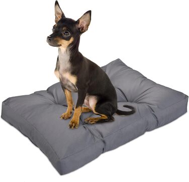 Крісло-лежанка для собак Relaxdays, 110 x 90 см, м'який лежак для великих собак, водовідштовхувальний, можна прати, килимок для тварин (Сірий, L 50 x B 75 x H 10 см)