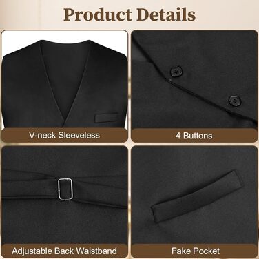 Чоловіча жилетка для весілля, офіційних заходів та ділового стилю, V-подібний виріз, XL