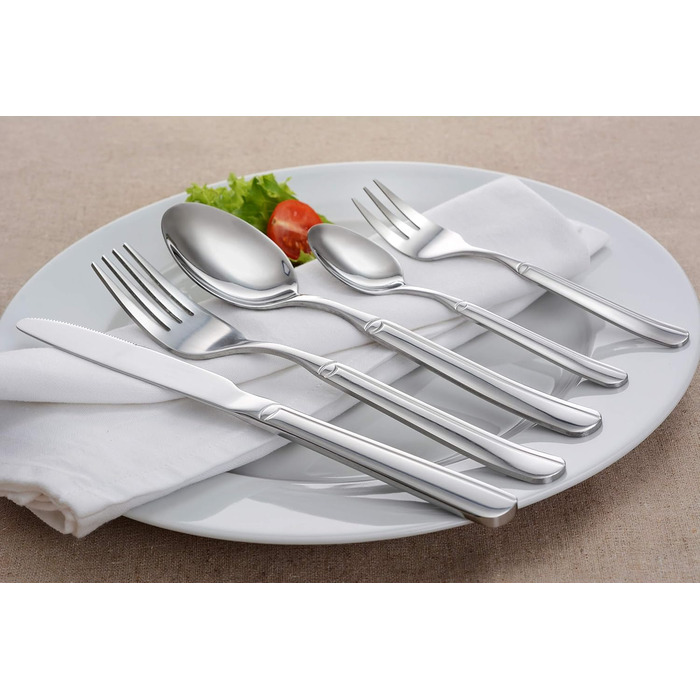 Набір столових приборів Gräwe Leipzig на 12 осіб (68 предметів) з нержавіючої сталі, з кейсом та столовим приладдям для тортів, ручна полірування, придатний для миття в посудомийній машині