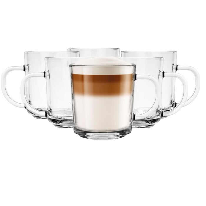 Набір склянок для лате макіато Krosno Glasmark (4 шт.) - 200 мл, з ручкою, для кави, чаю, десерту, глінтвейну, айс-кафе