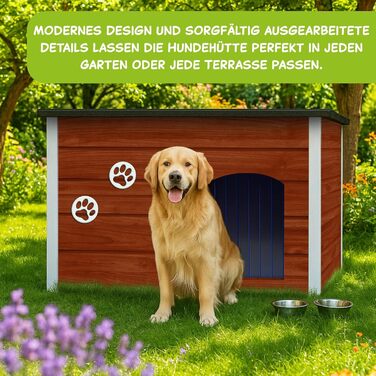 Будка для собак Outentin - XL, 76x60x60 см, тепла та водонепроникна. Сучасний дизайн, з дахом, що відкривається. Для середніх собак.