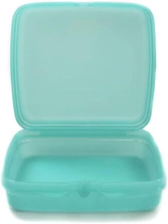 Tupperware To Go Sandwich Box light turquoise lunch box bread box school 38001