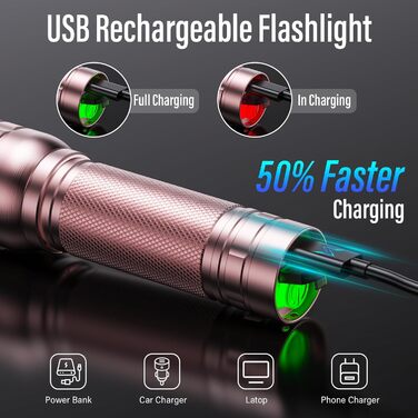 Ліхтар LED Gearlite перезарядна, 1000 люмен, 3 режими, зумування, водонепроникний IP65, для кемпінгу та активного відпочинку (Рожевий)