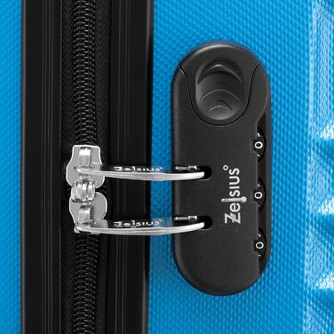Набір валіз Zelsius 4 шт., блакитний | ABS, з кодовим замком, 4 колеса, внутрішній роздільник | Ручна валіза, 4 шт., Trolley, великий, набір валіз