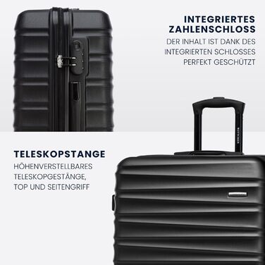 Валіза на колесах WITTCHEN Groove Line L, велика, чорна, ABS, з кодовим замком, для авіакомпаній Lufthansa/Eurowings/Ryanair