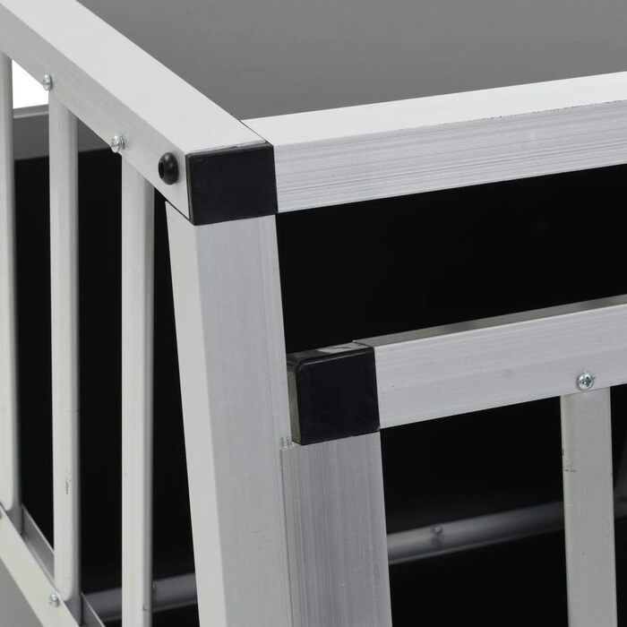 Транспортна переноска для собак у машину, клітка-переноска для собак, переноска для собак у машину з однією дверцятами з алюмінію та MDF, 54 x 69 x 50 см (Ш x Г x В), срібна