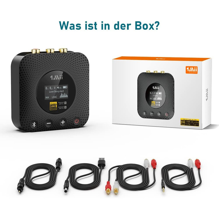 1Mii B06HD Bluetooth 5.1 Аудіоприймач: HiFi, aptX HD, Low Latency, 3.5mm/Cinch, 15 годин роботи