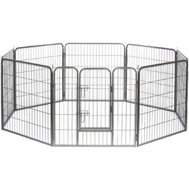 Lionto Вольєр для цуценят та дрібних тварин, 80x80 см, розширюваний вольєр для собак, вольєр для собак у квартиру/сад, з дверцятами та замком, стійкий до погодних умов, 8 елементів