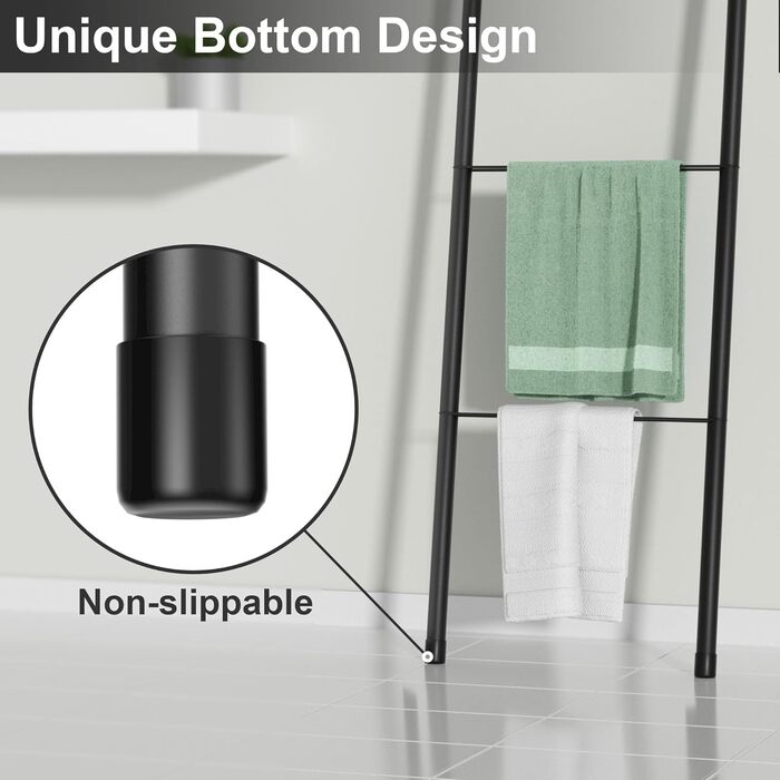 Підставка для рушників настінна металева біла – тримач для рушників, ковдр, простирадл (4 яруси, білий/чорний)