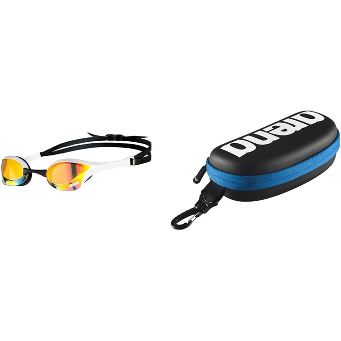 arena Unisex Adult Cobra Ultra Swipe Mr (Yell-White) Swim Goggles, Multi-colored, 1 Bundle with Case, Black-White-Royal