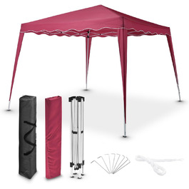 Juskys Pop-Up Gazebo Vivara 3x3 m - Adjustable Height Pop-Up Gazebo, UV50+ & Water-Resistant - Garden Tent with Bag - Party Tent for Garden - (Red)