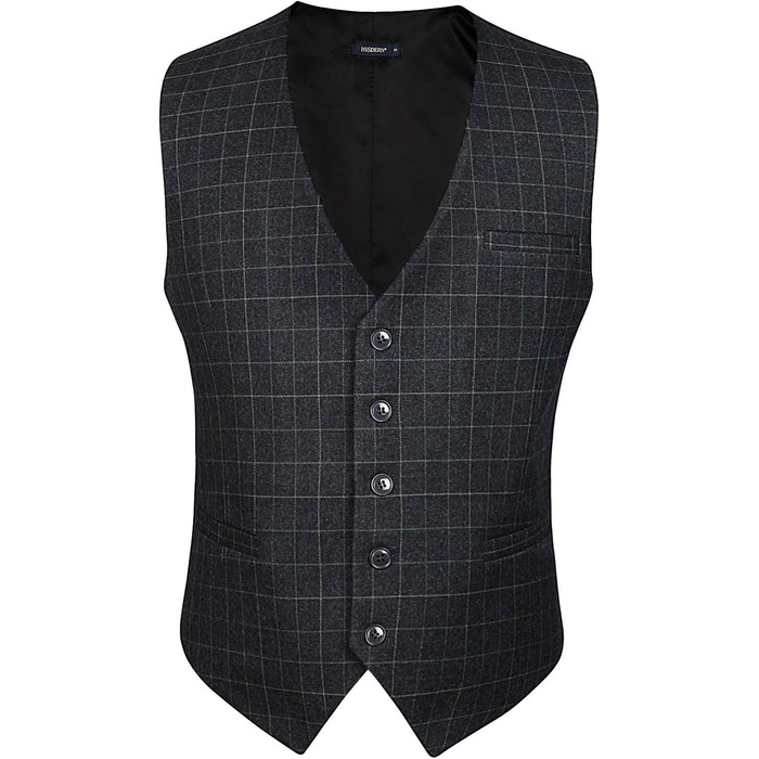 Жилет для чоловіків HISDERN з бавовни в клітинку для весілля та формальних заходів, сірий, XXL