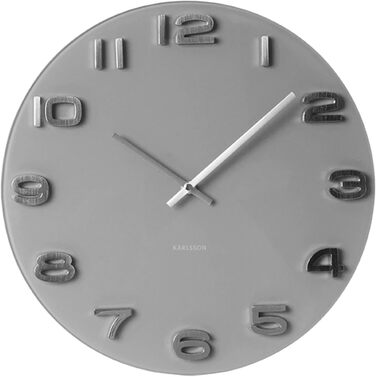 Karlsson Vintage Wall Clock - Grey - Ø35cm - Round - Glass - Modern Living Room Wall Clock - Wall Clocks