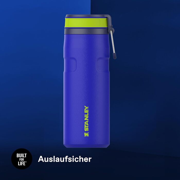 Термос-пляшка STANLEY 1913 IceFlow Bottle Twist Flip 0.47L, герметична пляшка для води з кришкою Twist Flip, Cobalt Chartreuse