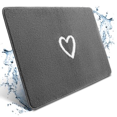 Килимок для дому 60x90 см (серце, сірий) - килимок для вхідних дверей, захист від бруду