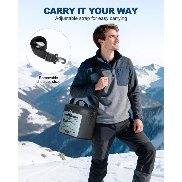 Чорна ізольована сумка-холодильник 24L для пікніків, пляжу, кемпінгу та транспортування продуктів