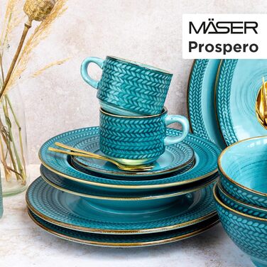 MÄSER Prospero: 8-Piece Premium Dinner Set for 4 (Turquoise, Vintage Style)