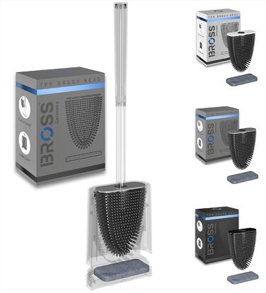 Щітка для унітазу Bross® Silikon - Антибактеріальна, з тримачем, для стіни, TurboTrocknung, 1 шт. (сірий)