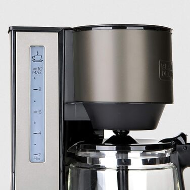 Кавоварка BLACK+DECKER BXCO870E, 870 Вт, 1,25 л, 10 чашок, з підігрівом, без перемішування, нержавіюча сталь