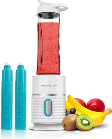 Cecotec Portable Single Blender Power Titanium 300 EasyGo - 350W Ice Crushing Blender with Titanium Coating, 2 Bottles & 2 Cups