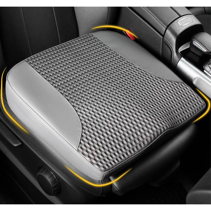 Подушка для сидіння в авто з Memory Foam для спини та куприка, шкіряна, 4D сітка, темно-сіра