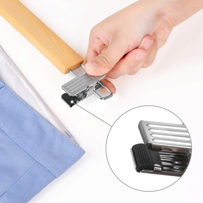 Набір вішалок для штанів SONGMICS 16 шт. з дерева, з регульованими кліпсами, протиковзні, для штанів, шортів та спідниць, натуральний колір