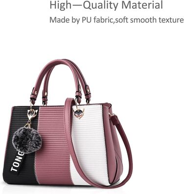 Сумка жіноча NICOLE & DORIS 2025 шкіряна чорна з пухнастим помпоном та знімним ремінцем через плече