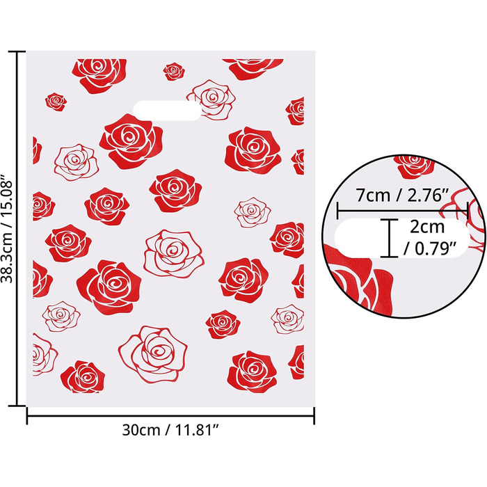 Belle Vous Shopping Bags Carrier Bags Plastic (100 Pack) - 30 x 38.3 cm Boutique Plastic Bags Small with Handles Glossy as Gift Bags/Guest Gifts, Clothing/Food and Small Gift Bags
