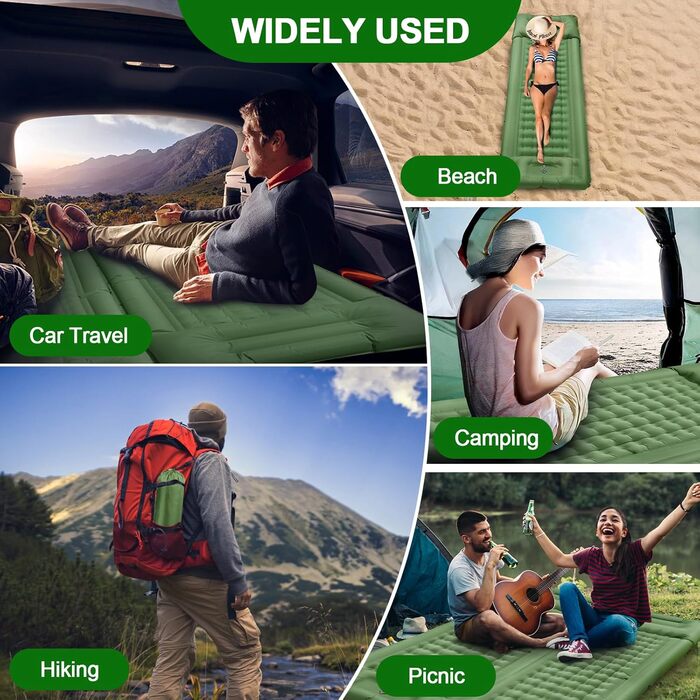 Саморозгортальний килимок Isomatte 12 см, з подушкою для кемпінгу, надувна повітряна матрацна, легкий, компактний, з насосом для відпочинку на природі, походів, намету, пляжу