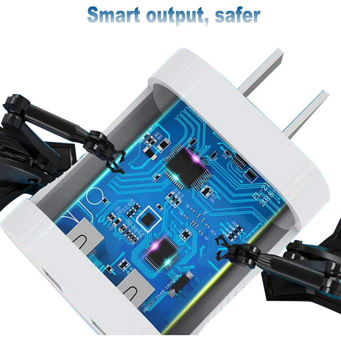 Зарядний пристрій USB-C 2-в-1, 4 порти 40W, швидка зарядка PD 3.0 для iPhone 17/16/15/14/13/12/11 Pro/Max/Plus/XR/XS, iPad, Samsung